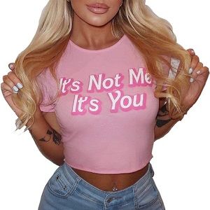 “It’s Not Me It’s You” Pink Crop Top